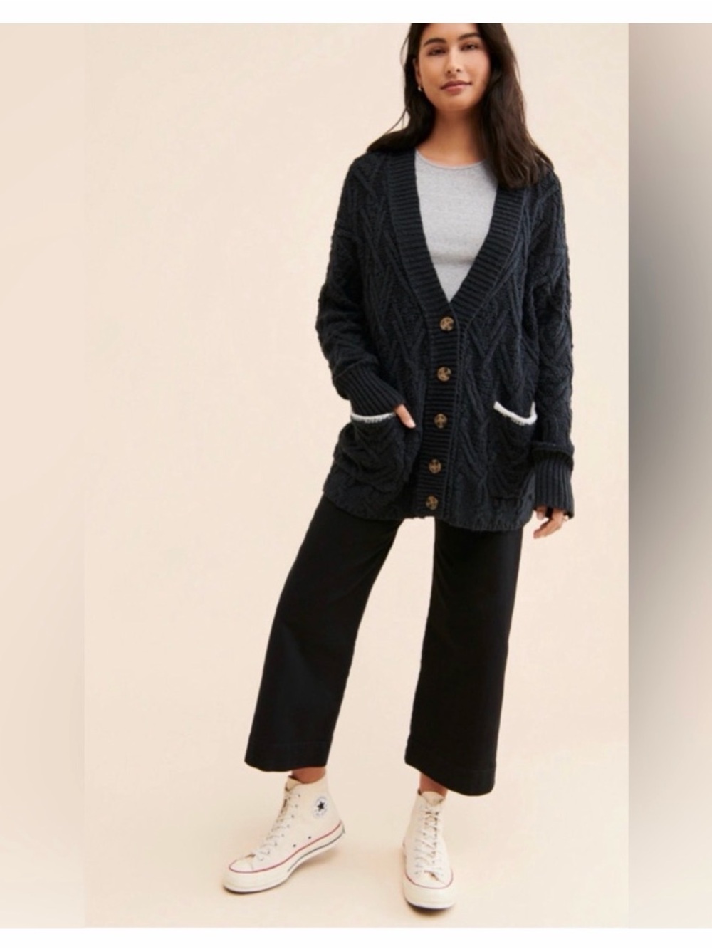 Free People Black Montana Cardigan Sweater